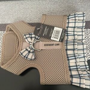 Parisian Pet Mesh Dog Harness (S, Plaid/Khaki)